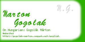 marton gogolak business card